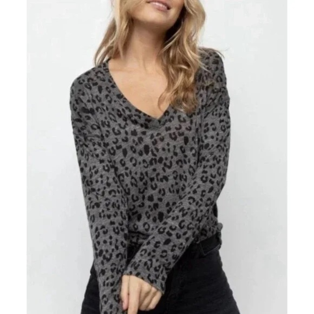 Rails NWT Sami Charcoal Leopard Long Sleeve, Medium